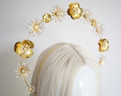 Gold Flower Halo Crown: Bridal Goddess Headpiece — image 5