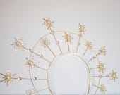 Celestial Sunburst Halo Crown, Gold Starburst Sun Deity Headpiece, Greek Goddess Aureole Tiara, Virgin Mary Halo, Festival Crown By Panmilli — image 7