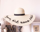 Beige Floppy Sun Hat: Personalized Custom Text — image 8
