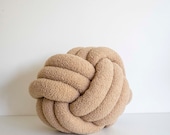 Light Brown Plush Knot Pillow: Scandinavian Decorative Cushion — image 1