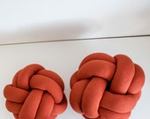 Deep Orange Knot Pillow: Handmade Decorative Sphere Cushion — image 8