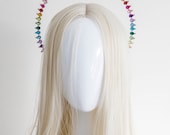 Small Rainbow Crystal Halo Crown: Silver Goddess Headpiece (6.69 Inches) — image 1