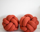 Deep Orange Knot Pillow: Handmade Decorative Sphere Cushion — image 5