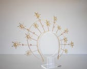 Celestial Sunburst Halo Crown, Gold Starburst Sun Deity Headpiece, Greek Goddess Aureole Tiara, Virgin Mary Halo, Festival Crown By Panmilli — image 5