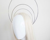 Black Halo Crown – 3 Layer Goddess Headpiece, Bridal Photoshoot — image 3