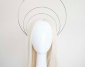 Black Halo Crown – 3 Layer Goddess Headpiece, Bridal Photoshoot — image 1