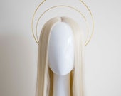 Gold Halo Crown 2 layer - Panmilli | Goddess headpiece | Queen Crown | Bridal headband | Photoshoot idea | Gala crown | festival crown — image 1