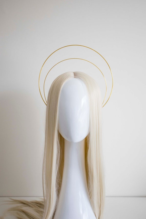 Gold Halo Crown 2 layer - Panmilli | Goddess headpiece | Queen Crown | Bridal headband | Photoshoot idea | Gala crown | festival crown