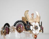 Egyptian Queen Headpiece - Luxury Gold Rhinestone Winged Crown - Goddess Cosplay Accessory - Panmilli Handmade Floral Jeweled Headdress — image 5