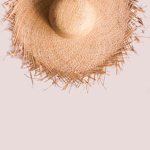 Fringe Floppy Sun Hat -  Natural straw hat, Personalized Summer Hat, any custom line, Oversized Straw Hat With Raw Edge