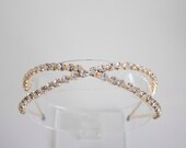 Gold Crystal Cross Hair headband - Panmilli | large crystals | women accessory | Goddess headpiece | Bridal headband | bling bling headband — image 3