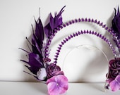 Purple Goddess Halo Crown: Floral Feather Headpiece — image 8