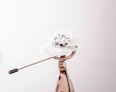 BROOCH - CORSAGE - Boutineer,  Handmade brooch, natural freshwater shell flower, — image 2