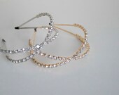 Gold Crystal Cross Hair headband - Panmilli | large crystals | women accessory | Goddess headpiece | Bridal headband | bling bling headband — image 2