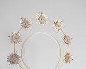 Gold Celestial Star Halo Headband – Bridal Crown with Crystals — image 3