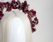 Burgundy Floral Halo Headpiece: Romantic Photoshoot Crown — image 6