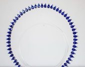Deep Blue Crystal Halo Crown, Sapphire Rhinestone Celestial Tiara, Avant Garde Hair Accessory — image 2