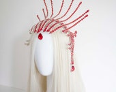 Red Crystal Spiked Tiara: MET Gala Inspired Headpiece — image 3