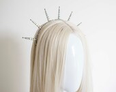 Black Metal Sun Crown with Crystals: Goddess Headpiece — image 3