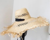 Fringe Sun Hat: Raw Edge Oversized Brim, Women's Summer Hat — image 4