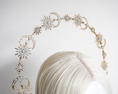 Copper Stars and Moon Headband: Celestial Bridal Halo Crown — image 8