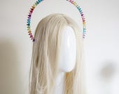Medium Size  Rainbow Crystal Halo Crown: Silver Goddess Headpiece, Handmade by Panmilli — image 2