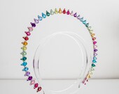 Small Rainbow Crystal Halo Crown: Silver Goddess Headpiece (6.69 Inches) — image 6