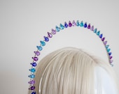 Crystal Halo Crown: Blue Purple Violet Headpiece, Pride Parade — image 6