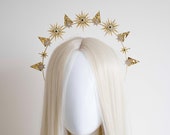 Gold Star Halo Headband: Blue Crystal Celestial Crown — image 1