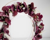 Burgundy Floral Halo Headpiece: Romantic Photoshoot Crown — image 3