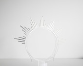 Silver Sun Crown Headpiece: Metal Goddess Bridal Headband — image 6