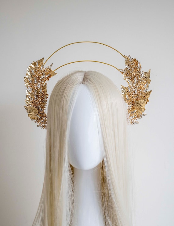 Gold Leaf Headpiece: Baroque Festival Halo Crown