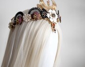 Egyptian Queen Headpiece - Luxury Gold Rhinestone Winged Crown - Goddess Cosplay Accessory - Panmilli Handmade Floral Jeweled Headdress — image 4