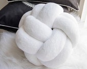 White Velvet Knot Pillow: Scandinavian Home Decor — image 3