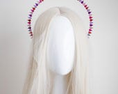 Purple Red Pink Violet Crystal Small  Halo Crown: Silver Goddess Headpiece by Panmilli — image 2