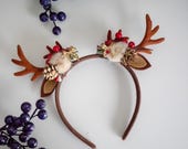 Reindeer Antler Headband | Whimsical Christmas Cosplay Headpiece |  Handmade by Panmilli — image 6