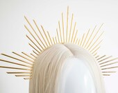 large Gold Sun Crown Headpiece: Goddess Bridal Headband — image 6