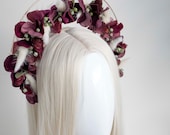 Burgundy Floral Halo Headpiece: Romantic Photoshoot Crown — image 5