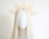 large Gold Sun Crown Headpiece: Goddess Bridal Headband — image 1