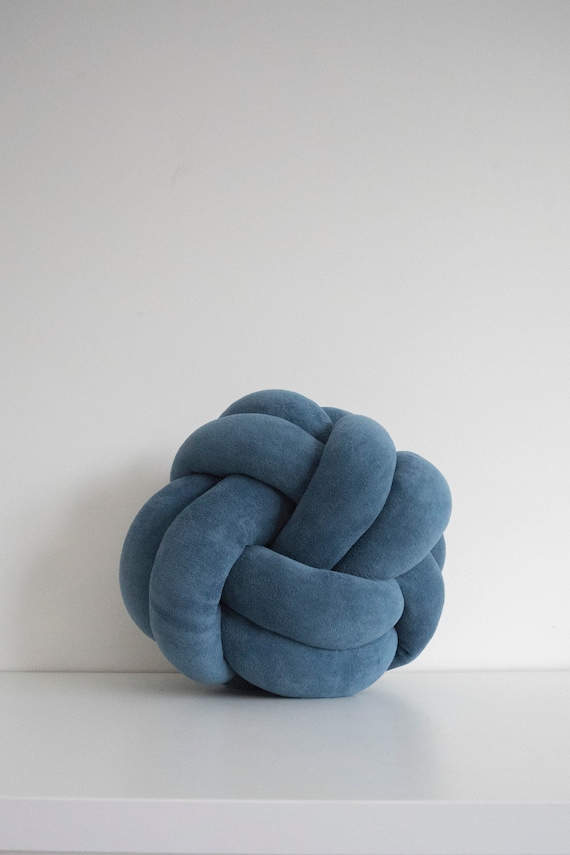 Matte Blue Knot Pillow: Scandinavian Decorative Cushion