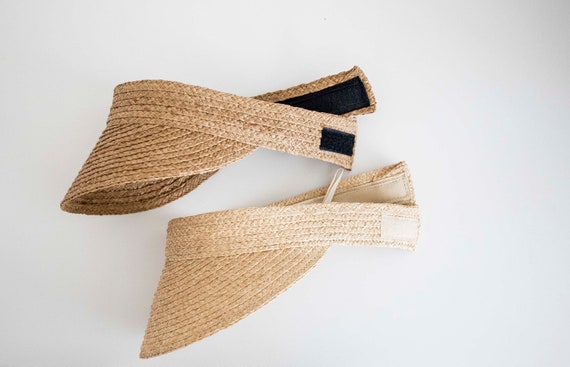 Raffia Straw Sun Visor: Adjustable Beach Vacation Hat