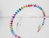 Small Rainbow Crystal Halo Crown: Silver Goddess Headpiece (6.69 Inches) — image 8