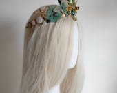 Handmade Egyptian Scarab Crown by PANMILLI - Green Goddess Tiara, Art Deco Lotus Headpiece, Elven Bridal Crown, Fantasy Cosplay Headdress — image 6