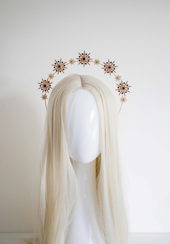 Gold Star Halo Headband: Burgundy Red Celestial Crown