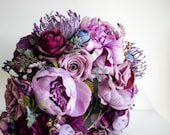 Handcrafted Purple Peony Rose Flower Crown, Boho Bridal Halo, Festival Wreath — image 6
