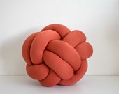 Deep Orange Knot Pillow: Handmade Decorative Sphere Cushion — image 2