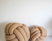 Light Brown Plush Knot Pillow: Scandinavian Decorative Cushion — image 4