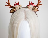 Reindeer Antler Headband | Whimsical Christmas Cosplay Headpiece |  Handmade by Panmilli — image 1