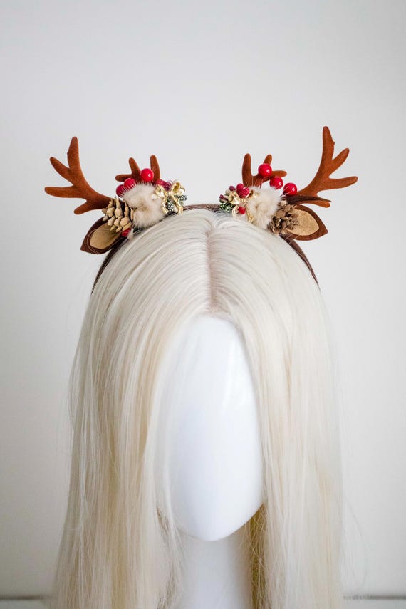 Reindeer Antler Headband | Whimsical Christmas Cosplay Headpiece |  Handmade by Panmilli