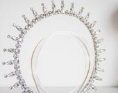 Silver Crystal Halo Crown, Rhinestone Sunburst Headband, Bridal Tiara, Goddess Hair Jewelry — image 6